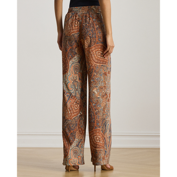 Paisley Crepe Wide-Leg Pant