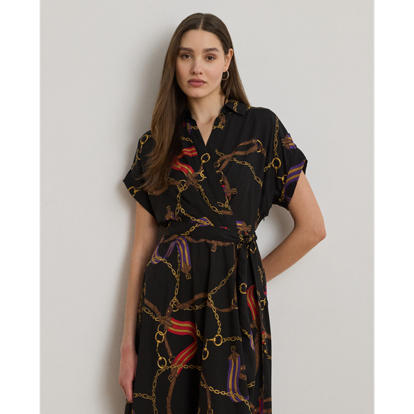 Belting-Print Belted Crepe Dress - thumbnail 3