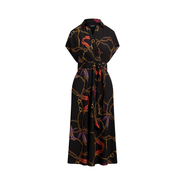 Belting-Print Belted Crepe Dress - thumbnail 2