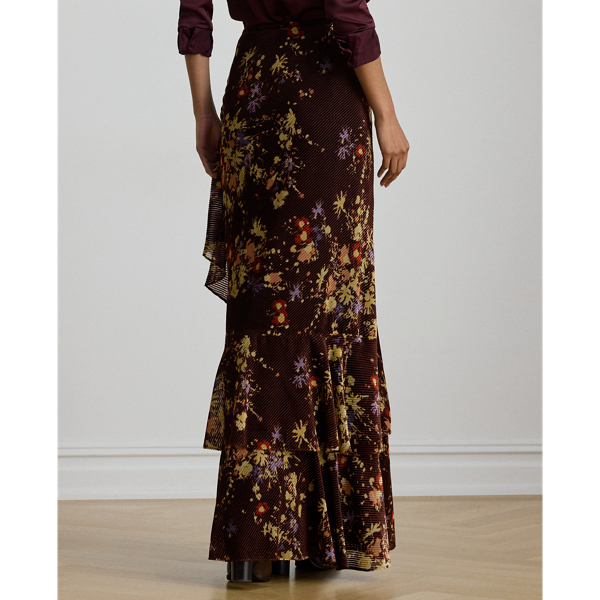 Floral Burnout Velvet Tiered Maxiskirt