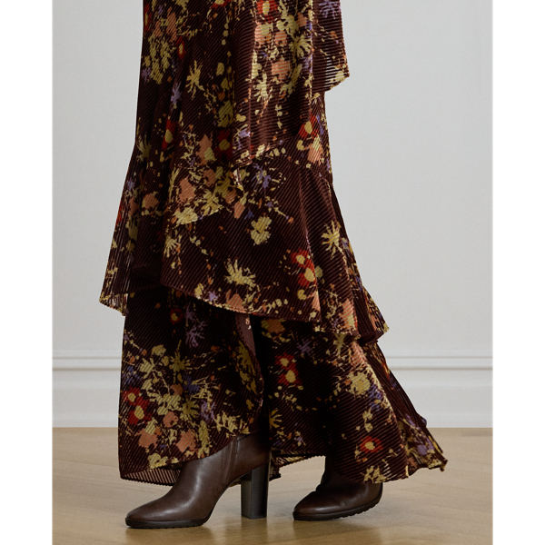 Floral Burnout Velvet Tiered Maxiskirt