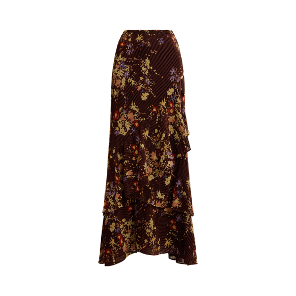 Floral Burnout Velvet Tiered Maxiskirt