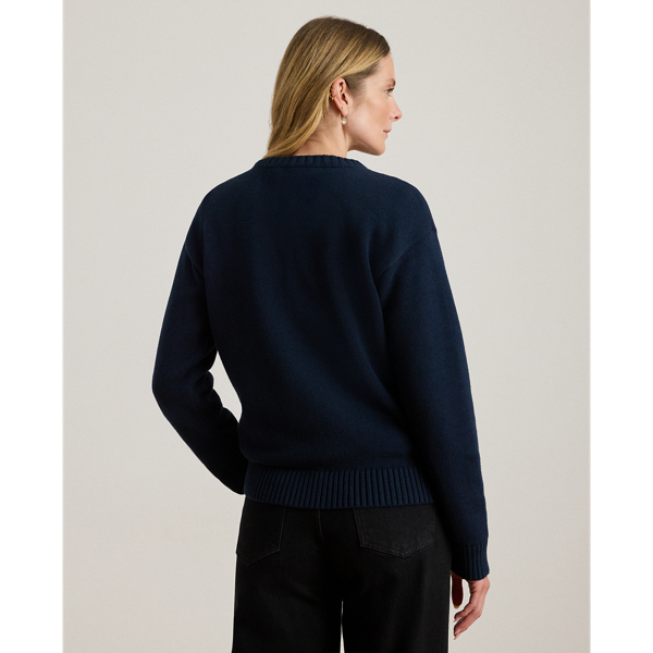 Intarsia-Knit Dog Cotton Sweater