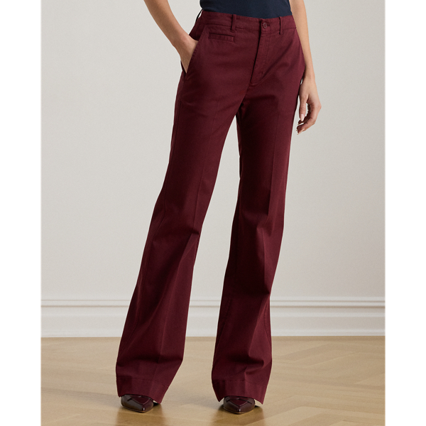 Dark Garnet Stretch Cotton Chino Flare Trouser Lauren Petite 4