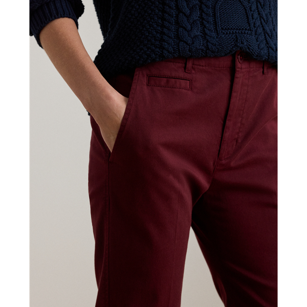 Dark Garnet Stretch Cotton Chino Flare Trouser Lauren Petite 6