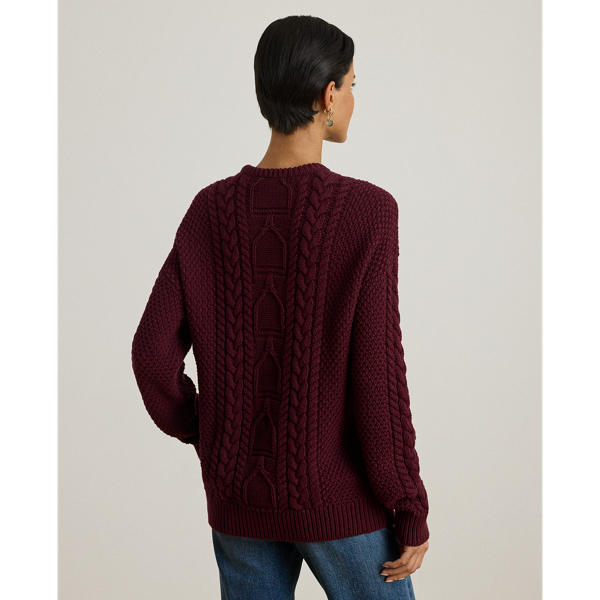Cable-Knit Cotton Crewneck Sweater