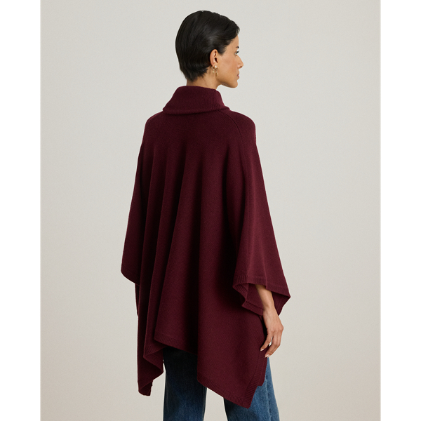 Gebreide poncho van wolmix met gesp Lauren Petite in Dark garnet 5