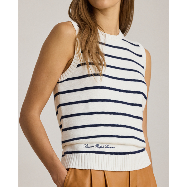 Striped Cotton Sleeveless Sweater