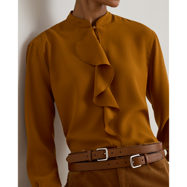 Ruffle-Trimmed Georgette Tunic