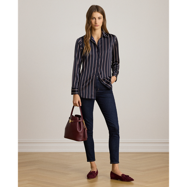 Classic Fit Striped Charmeuse Shirt