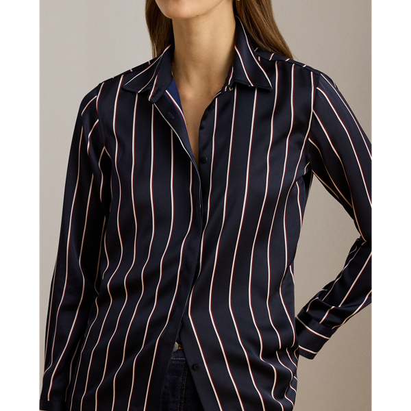 Classic Fit Striped Charmeuse Shirt