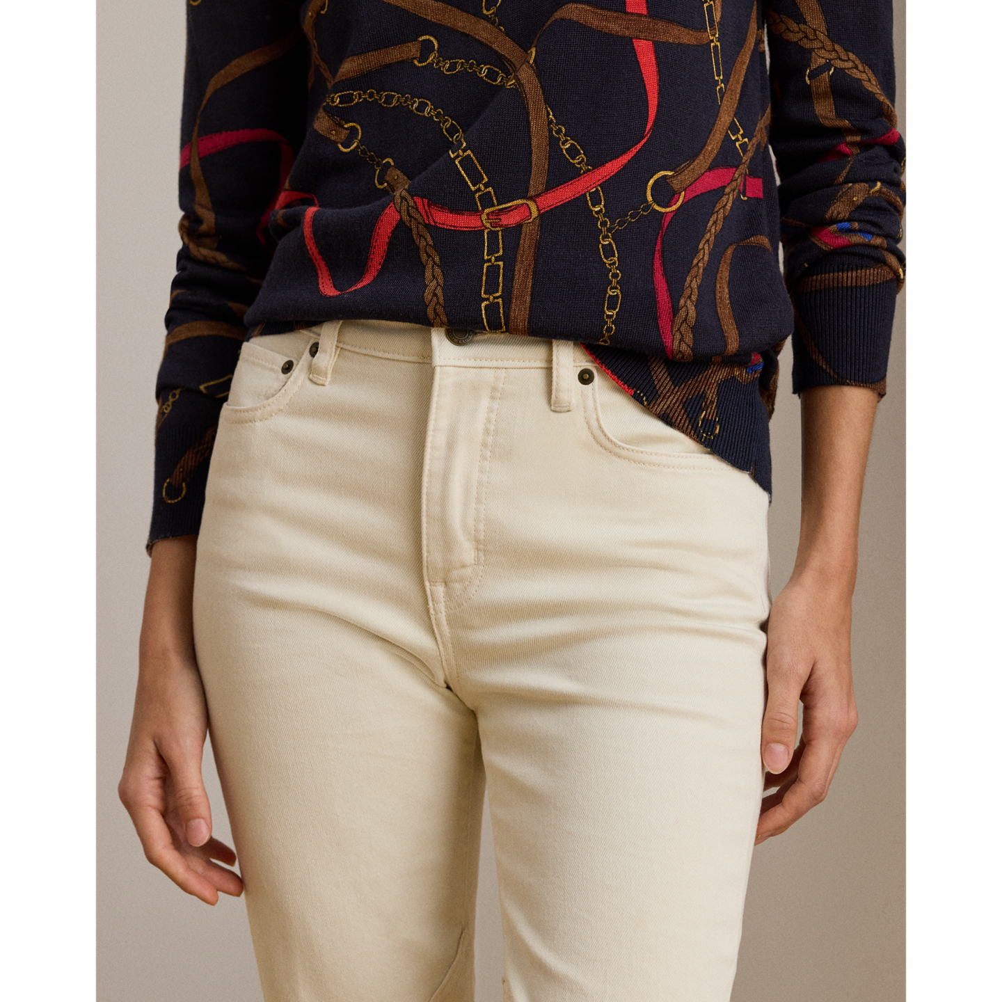 Женские джинсы Ralph Lauren High-Rise Skinny Ankle, цвет: Кремовый варёный — фото 4
