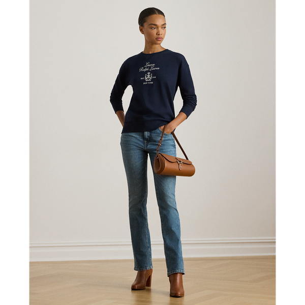 Embroidered-Crest Fleece Pullover