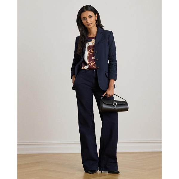 Lauren Navy Cotton Herringbone Jacquard Blazer Lauren Petite 4
