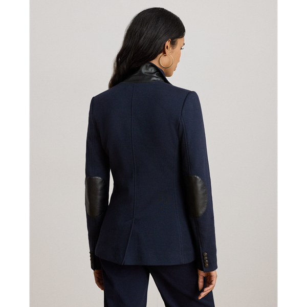 Lauren Navy Cotton Herringbone Jacquard Blazer Lauren Petite 5