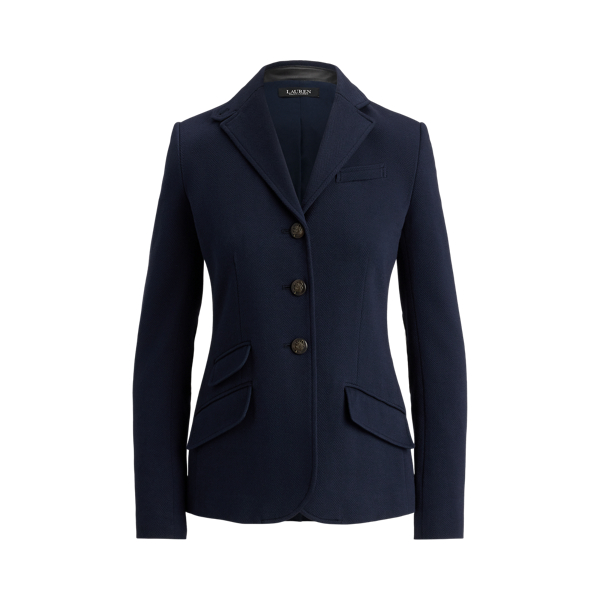 Lauren Navy Cotton Herringbone Jacquard Blazer Lauren Petite 2
