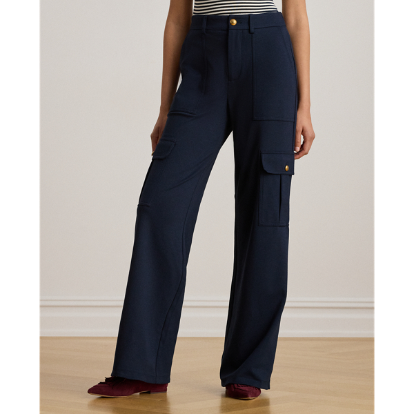 Lauren Navy Ponte Wide-Leg Cargo Trouser Lauren Petite 4
