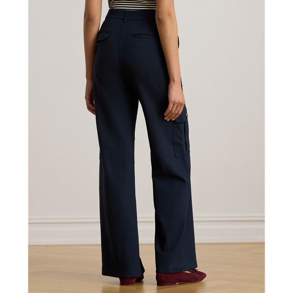 Lauren Navy Ponte Wide-Leg Cargo Trouser Lauren Petite 5