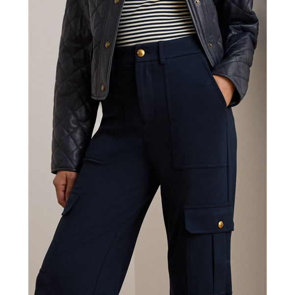 Lauren Navy Ponte Wide-Leg Cargo Trouser Lauren Petite 6