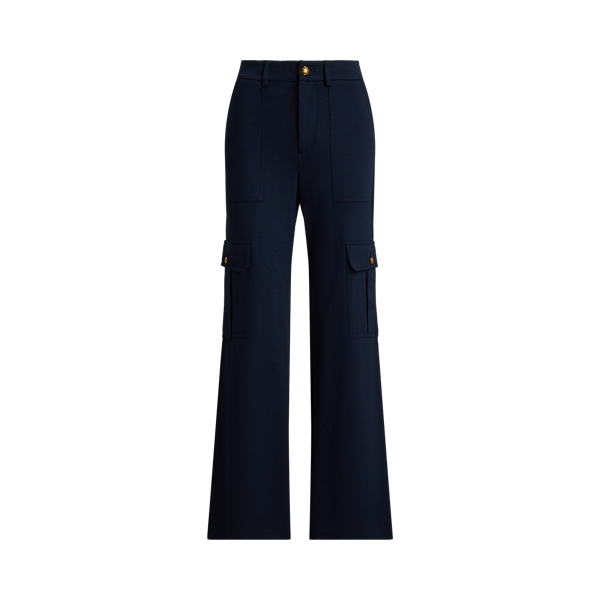 Lauren Navy Ponte Wide-Leg Cargo Trouser Lauren Petite 2