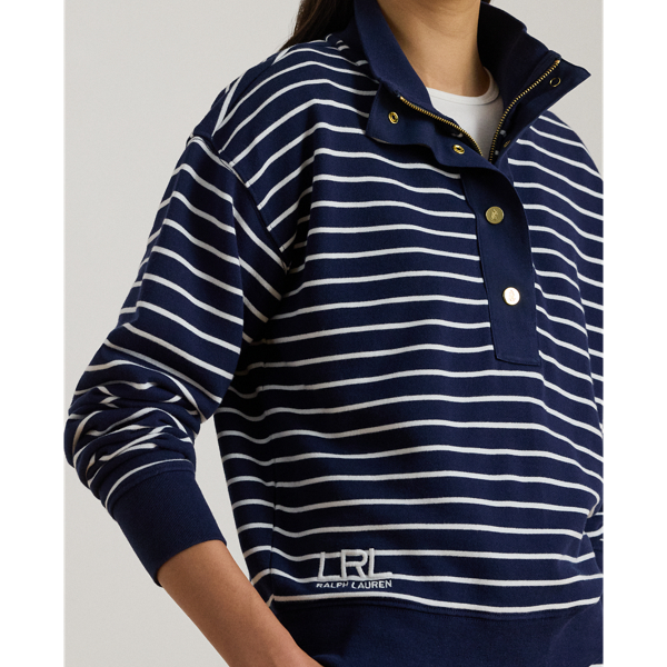 Striped French Terry Mockneck Sweatshirt