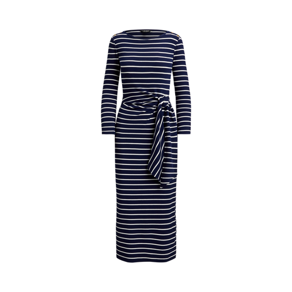 Striped Tie-Front Cotton-Blend Dress