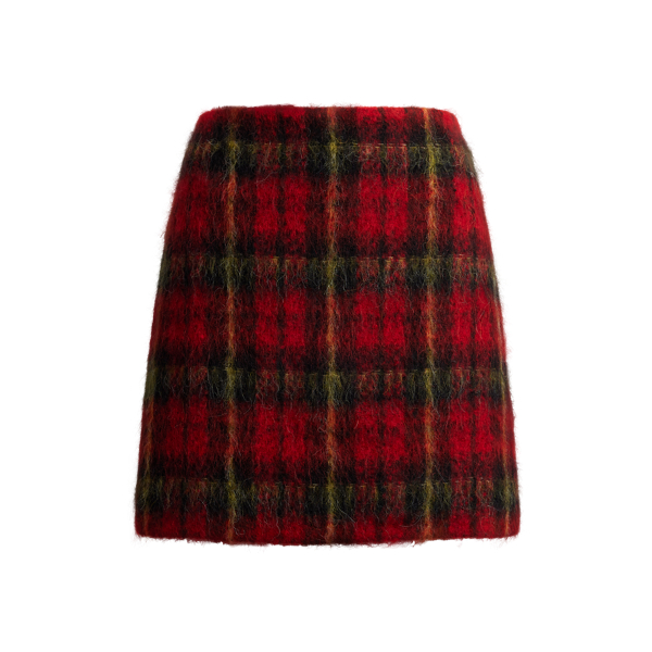 Plaid Mohair Pencil Miniskirt