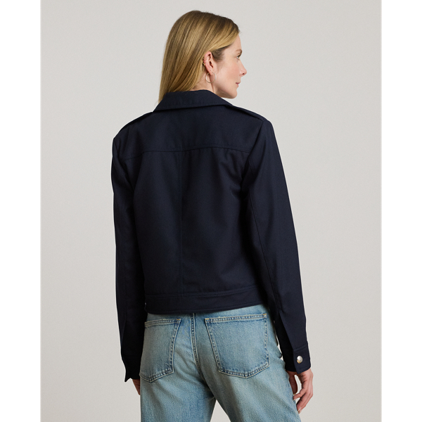 Cropped Wool-Blend Twill Jacket