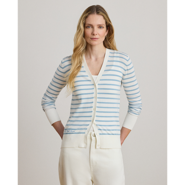 Baumwoll-Strickjacke mit V-Ausschnitt