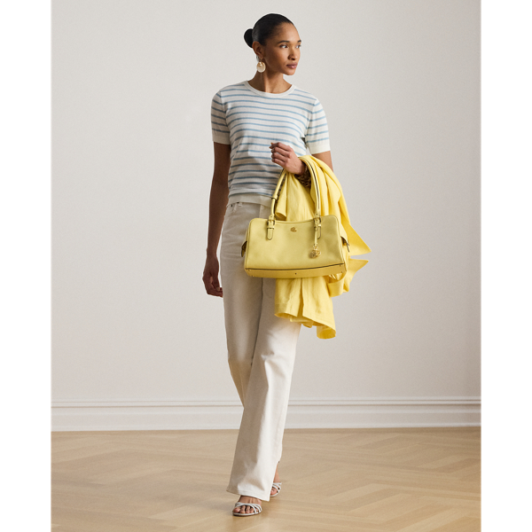 Gestreifter Baumwoll-Kurzarmpullover Lauren Petite in Wei&szlig;/Blaue Note 4