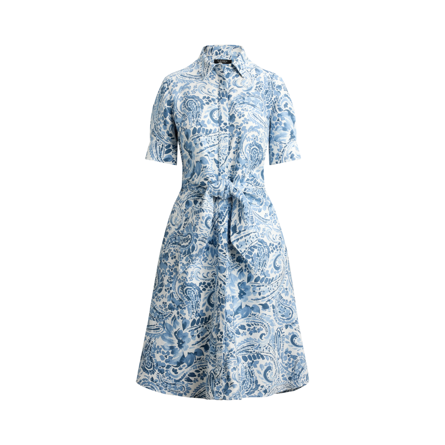 Женское платье Ralph Lauren Paisley Tie-Front Linen Shirtdress, цвет: Белый / Синий — фото 5