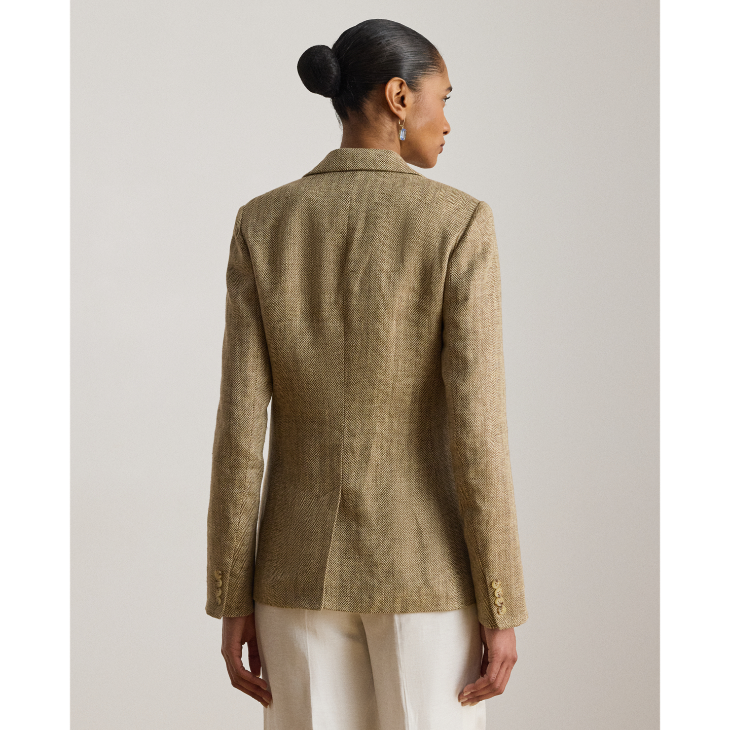 Женский пиджак Ralph Lauren Linen Herringbone, цвет: Рыжевато-коричневый / Кремовый разноцветный — фото 2