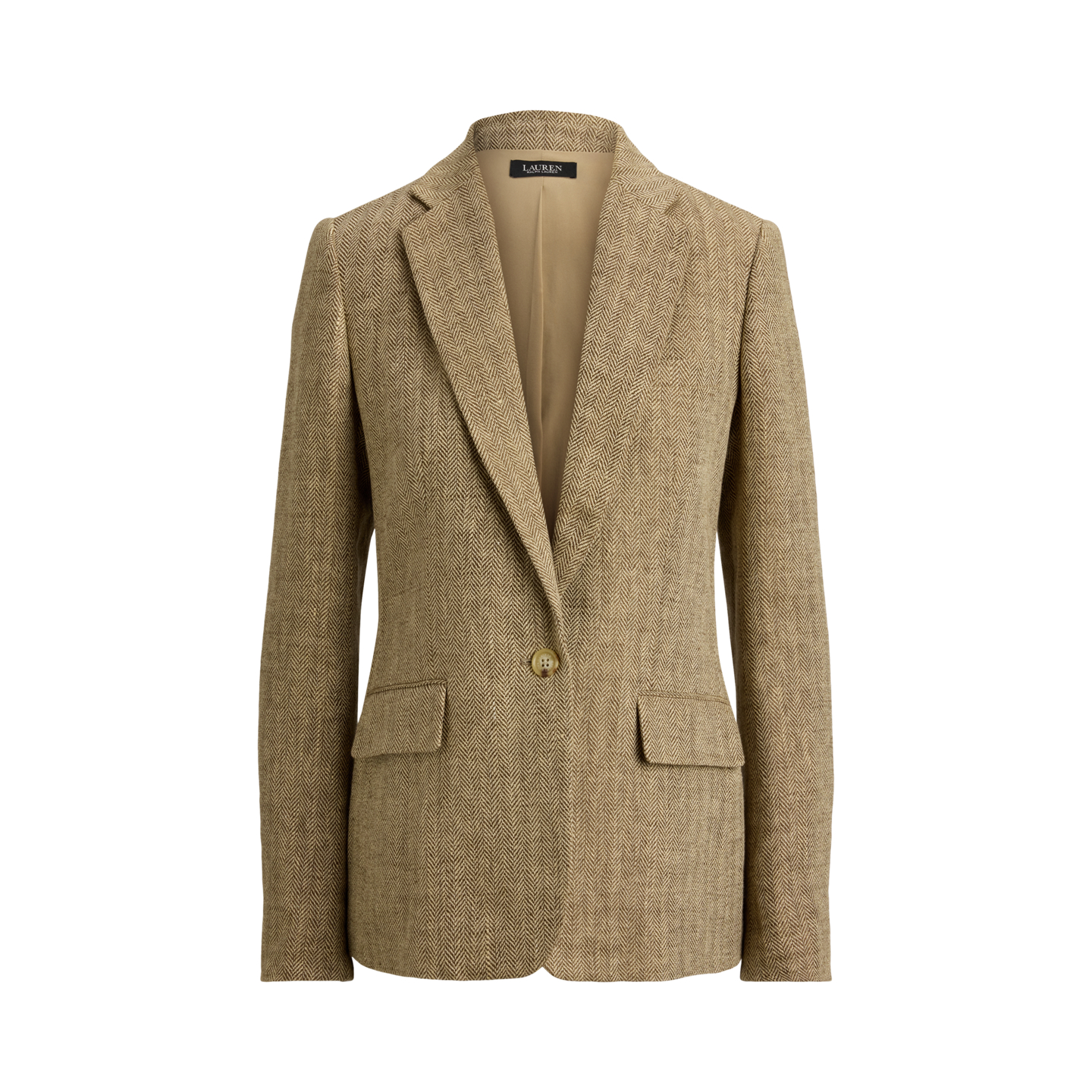 Женский пиджак Ralph Lauren Linen Herringbone, цвет: Рыжевато-коричневый / Кремовый разноцветный — фото 6