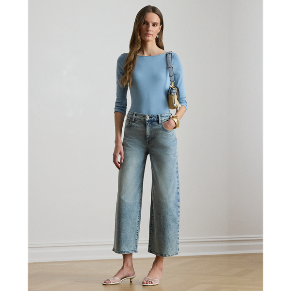 Blue Note Rib-Knit Cotton-Blend Boatneck Tee Lauren Petite 4