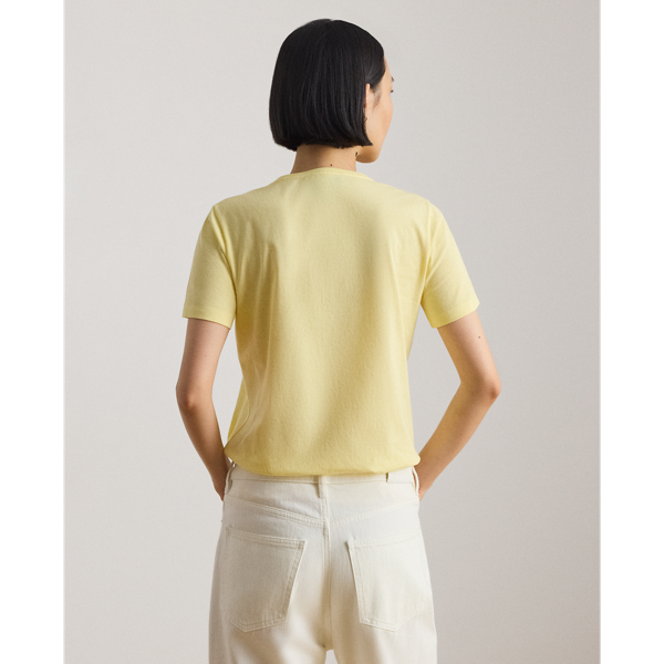 Light Lemon Sorbet Embroidered-Crest Cotton Jersey Tee Lauren Petite 5