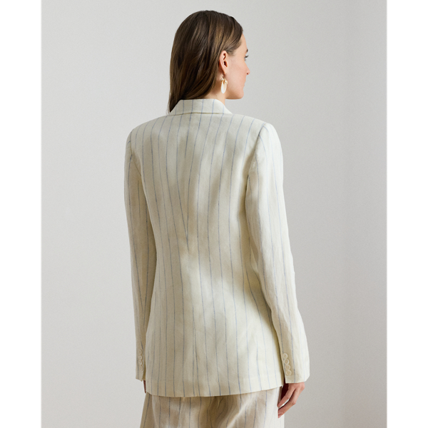 Gestreifter Twillblazer aus Leinen Lauren Petite in Wei&szlig;/Blau multi 5