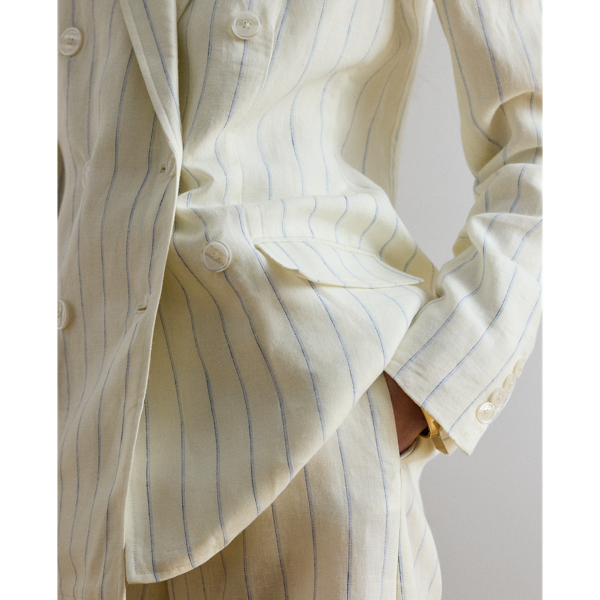 Gestreifter Twillblazer aus Leinen Lauren Petite in Wei&szlig;/Blau multi 7