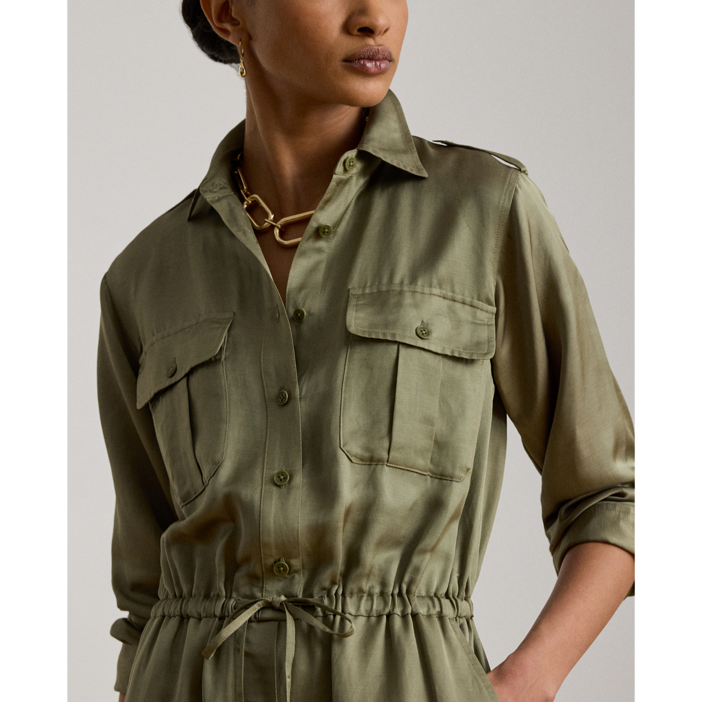 Женский комбинезон Ralph Lauren Shantung Cargo, цвет: Light Agave — фото 3