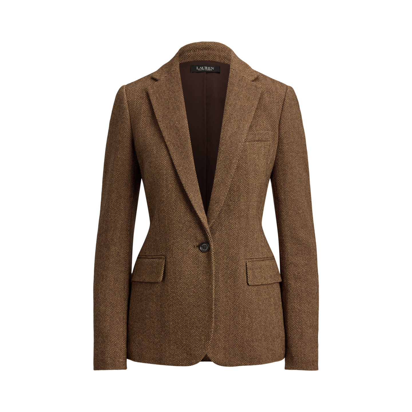 Женский пиджак Ralph Lauren Cotton-Blend Herringbone Blazer, цвет: Коричневый / Рыжевато-коричневый разноцветный — фото 6