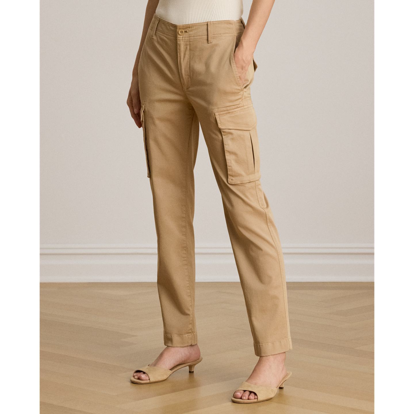 Женские брюки Ralph Lauren Chino Cropped Cargo, цвет: Берёзовый рыжевато-коричневый — фото 1
