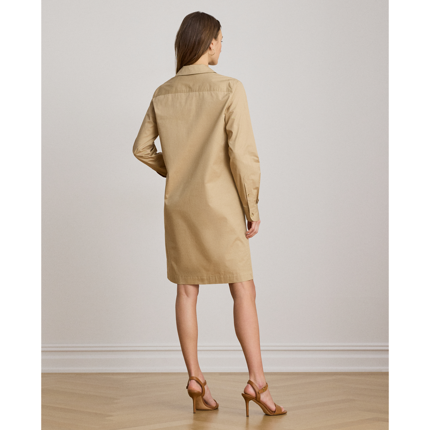 Женское платье Ralph Lauren Lace-Up Cotton Twill Shirtdress, цвет: Берёзовый рыжевато-коричневый — фото 2