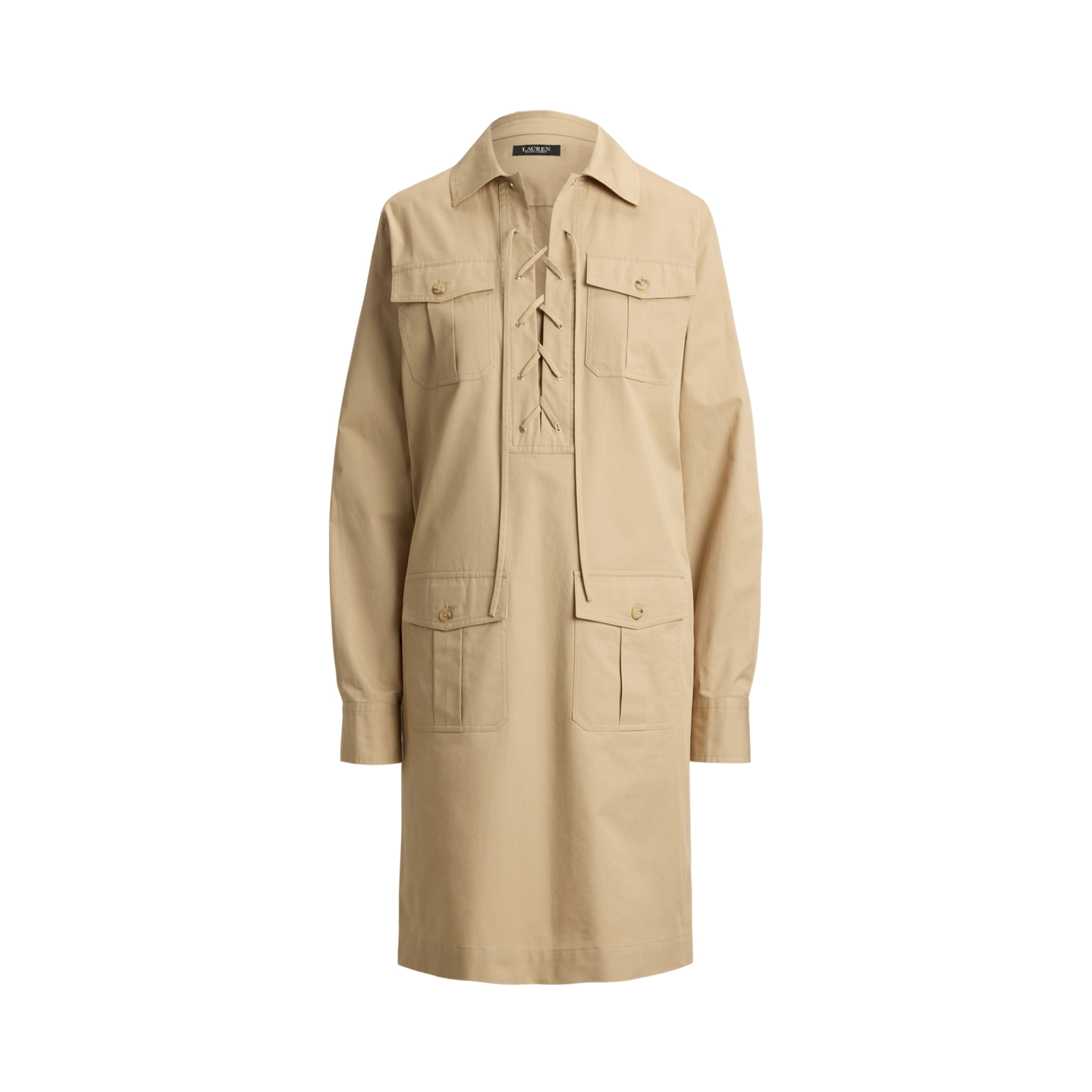 Женское платье Ralph Lauren Lace-Up Cotton Twill Shirtdress, цвет: Берёзовый рыжевато-коричневый — фото 5