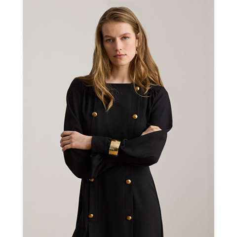 Женское платье Ralph Lauren Double-Breasted Georgette, цвет: Чёрный