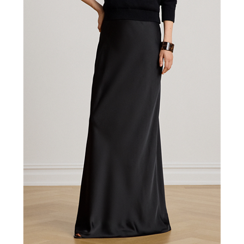 Женские юбки Ralph Lauren Satin Charmeuse Maxiskirt, цвет: Чёрный