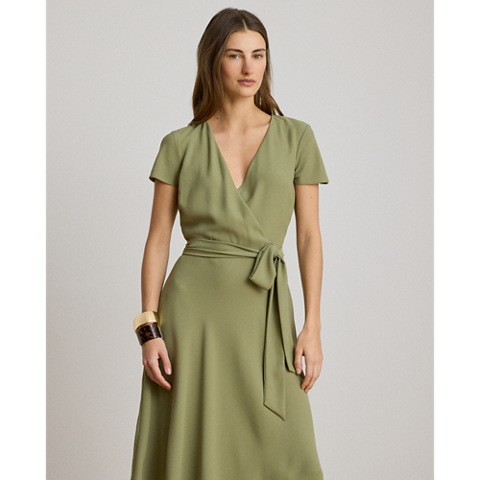 Женское платье Ralph Lauren Belted Georgette Surplice, цвет: Light Agave
