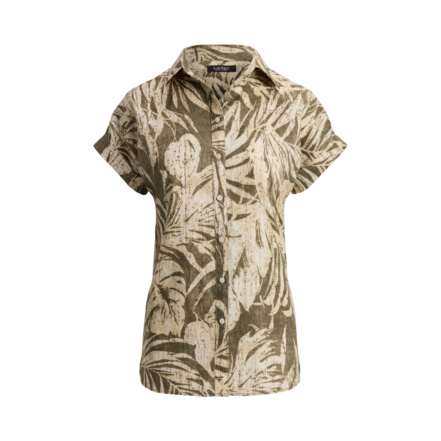 Женская рубашка Ralph Lauren Relaxed Fit Print Short-Sleeve, цвет: Оливковый разноцветный — фото 5