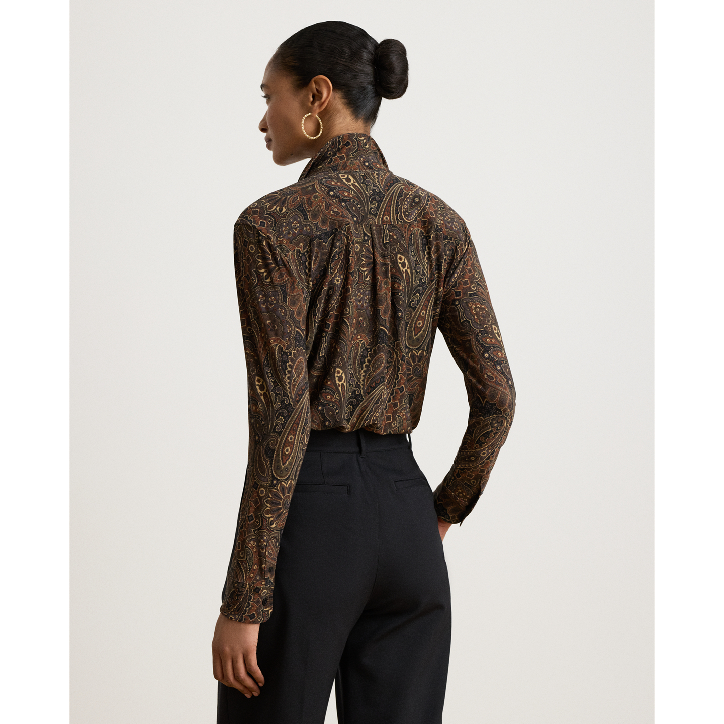 Женская рубашка Ralph Lauren Paisley Stretch Jersey, цвет: Чёрный разноцветный — фото 2