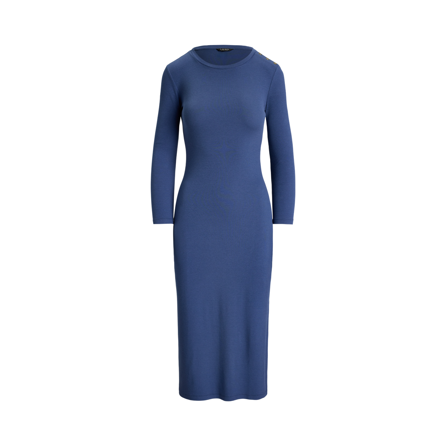Женское платье Ralph Lauren Button-Trim Rib-Knit Midi, цвет: Синий — фото 4