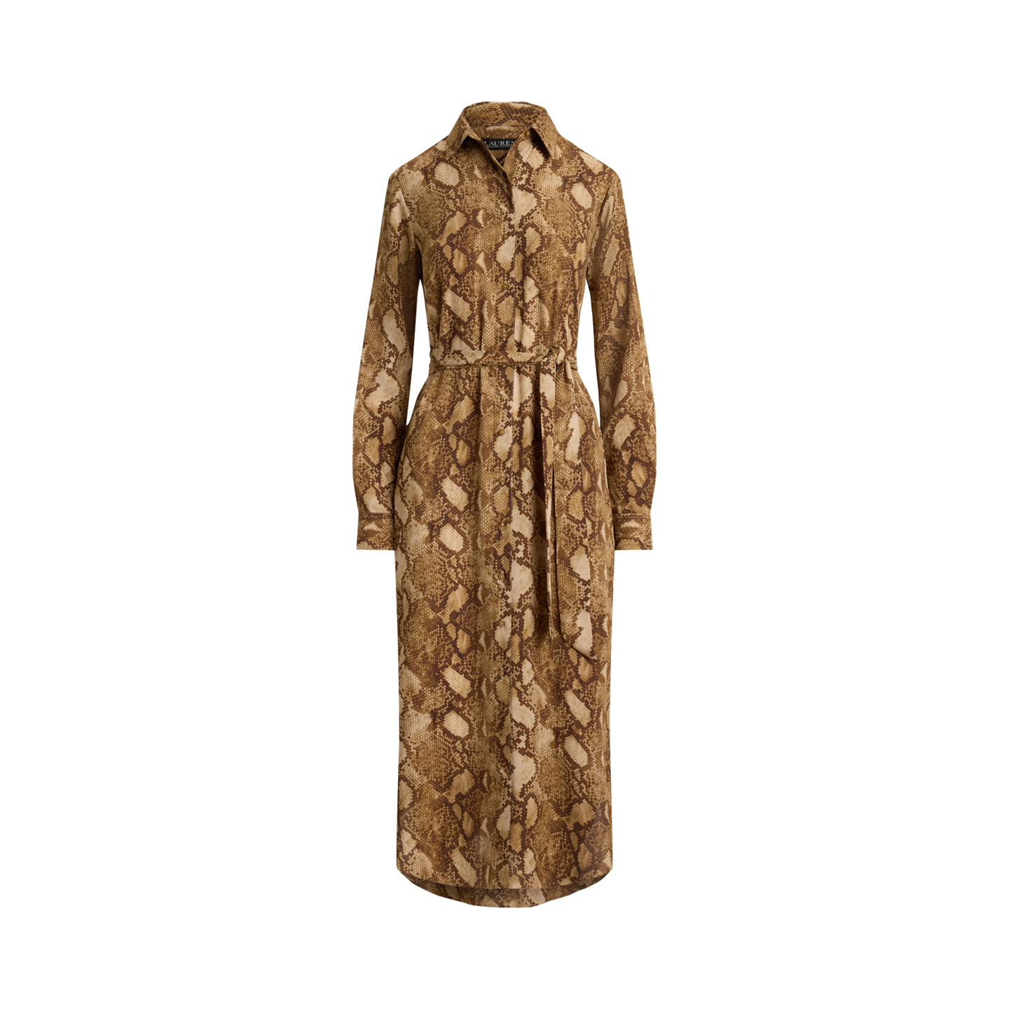 Женское платье Ralph Lauren Python-Print Georgette Shirtdress, цвет: Рыжевато-коричневый разноцветный — фото 4