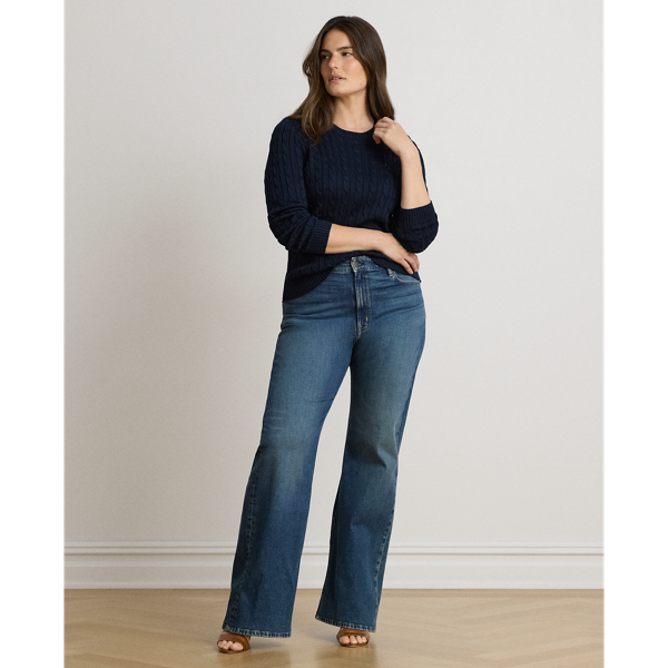 Button-Trim Cable-Knit Sweater